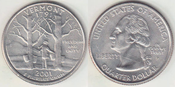 2001 P USA Quarter Dollar (Vermont) A008240